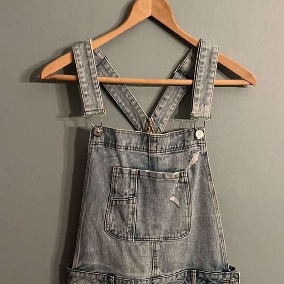 Zara Women’s S denim ripped leg rolled leg qoveralls - Picture 8 of 15